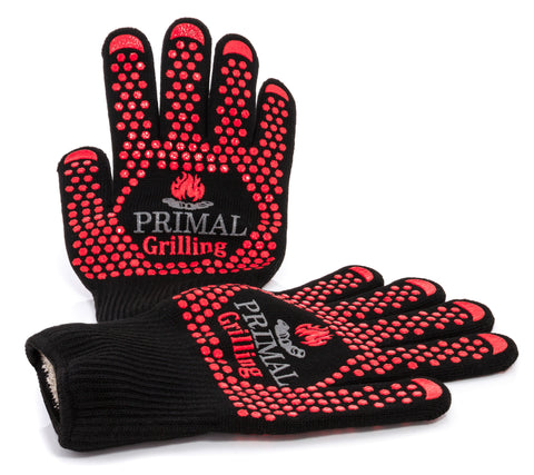 Primal Grilling Gloves, Ultra Heat Resistant Grill & Oven Mitts, Virtually Fireproof Cooking Gloves Designed to Withstand Temps up to 1472 F, For BBQ, Smoking, Baking, Fire Pit & More